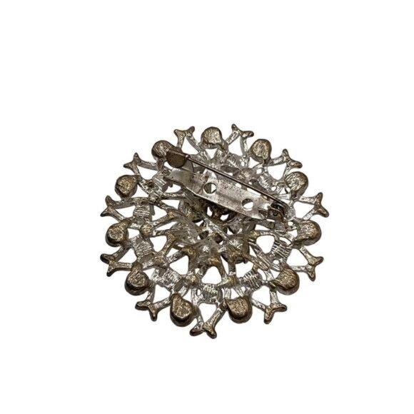 Vintage Rhinestone Snowflake Brooch Pin Silver Tone - Picture 3 of 4